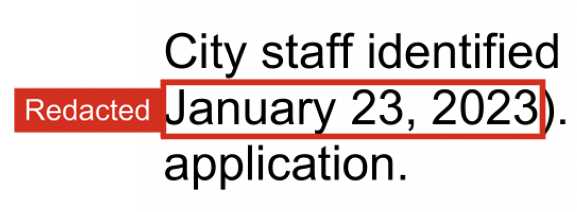 Document excerpt showing redacted information and a highlighted date of January 23, 2023.